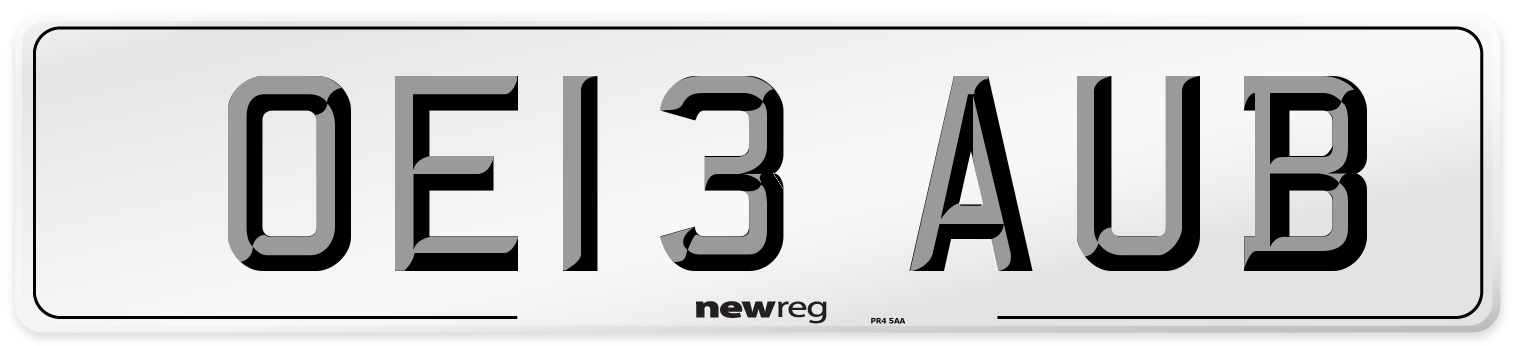 OE13 AUB Number Plate from New Reg